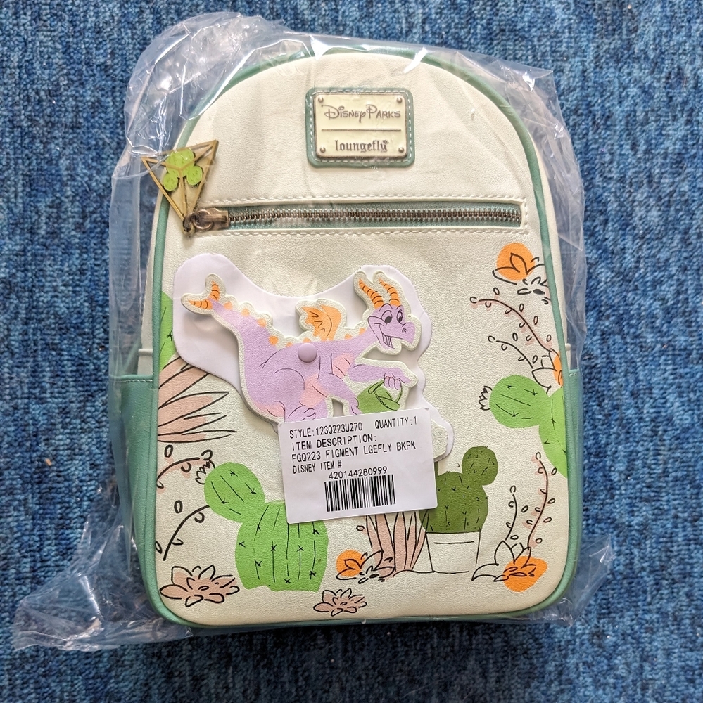 NWT 2023 Epcot Flower Garden Festival Figment Loungefly Mini Backpack